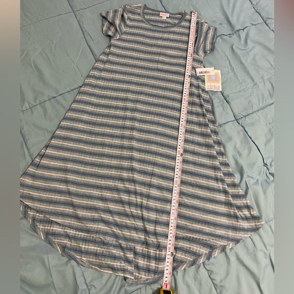 LuLaRoe Blue and White A-Line Midi Dress - Picture 7 of 11